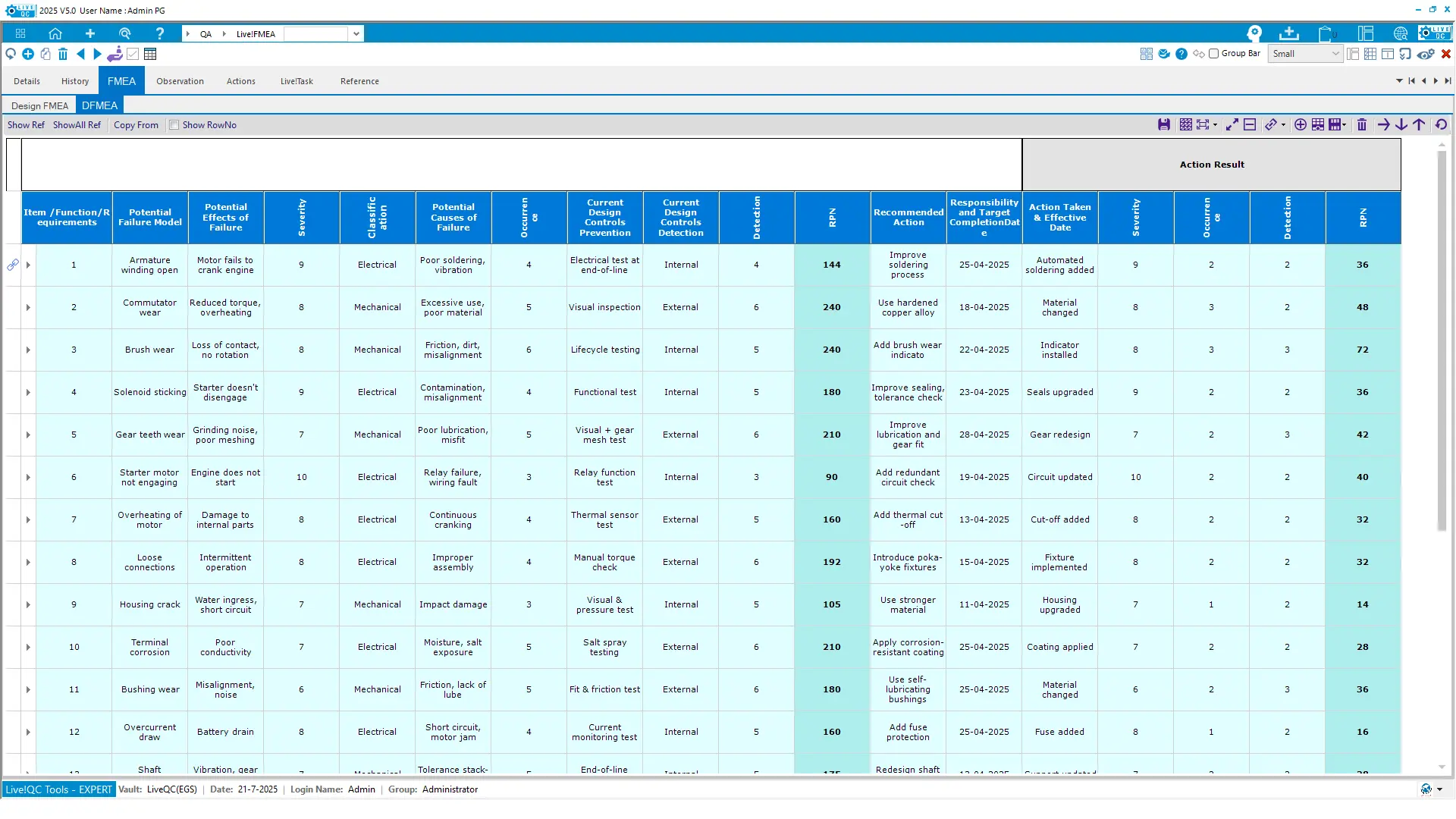 Live!QC Tools - FMEA